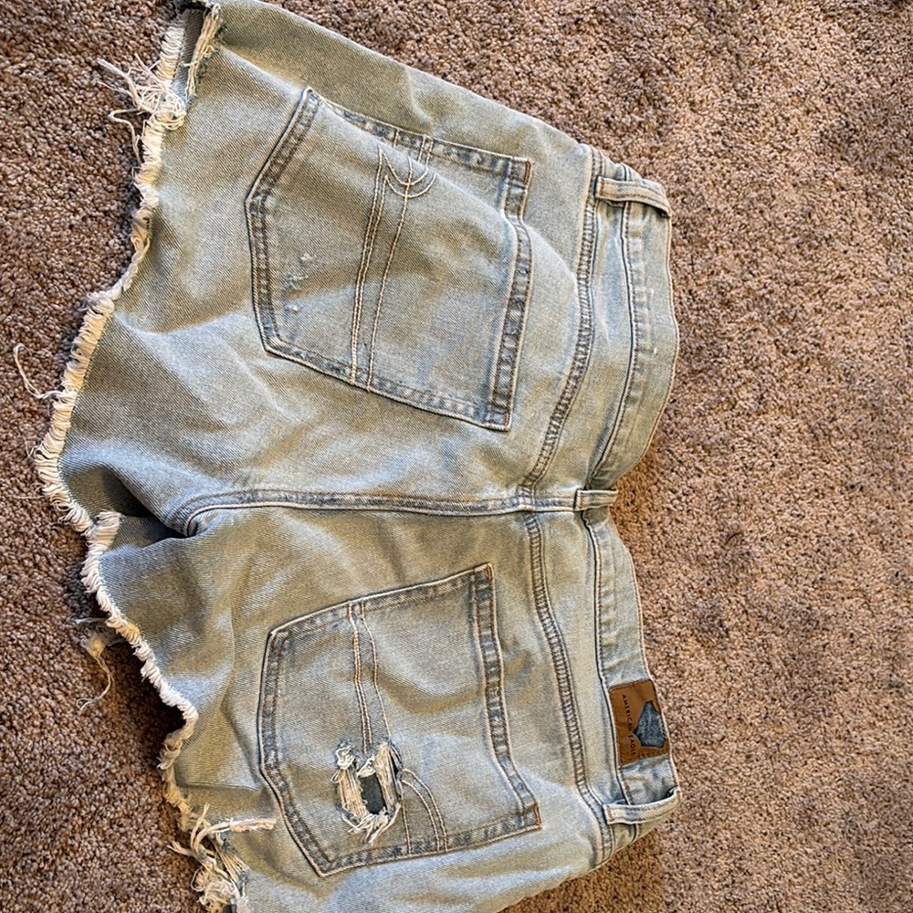 American Eagle Outfitters Blue Jean Shorts Distressed Cut-Off Style - Picture 4 of 4